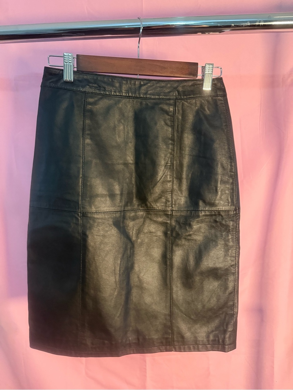 Coldwater Creek Black Leather Pencil Skirt 100% Leather - Picture 1 of 3